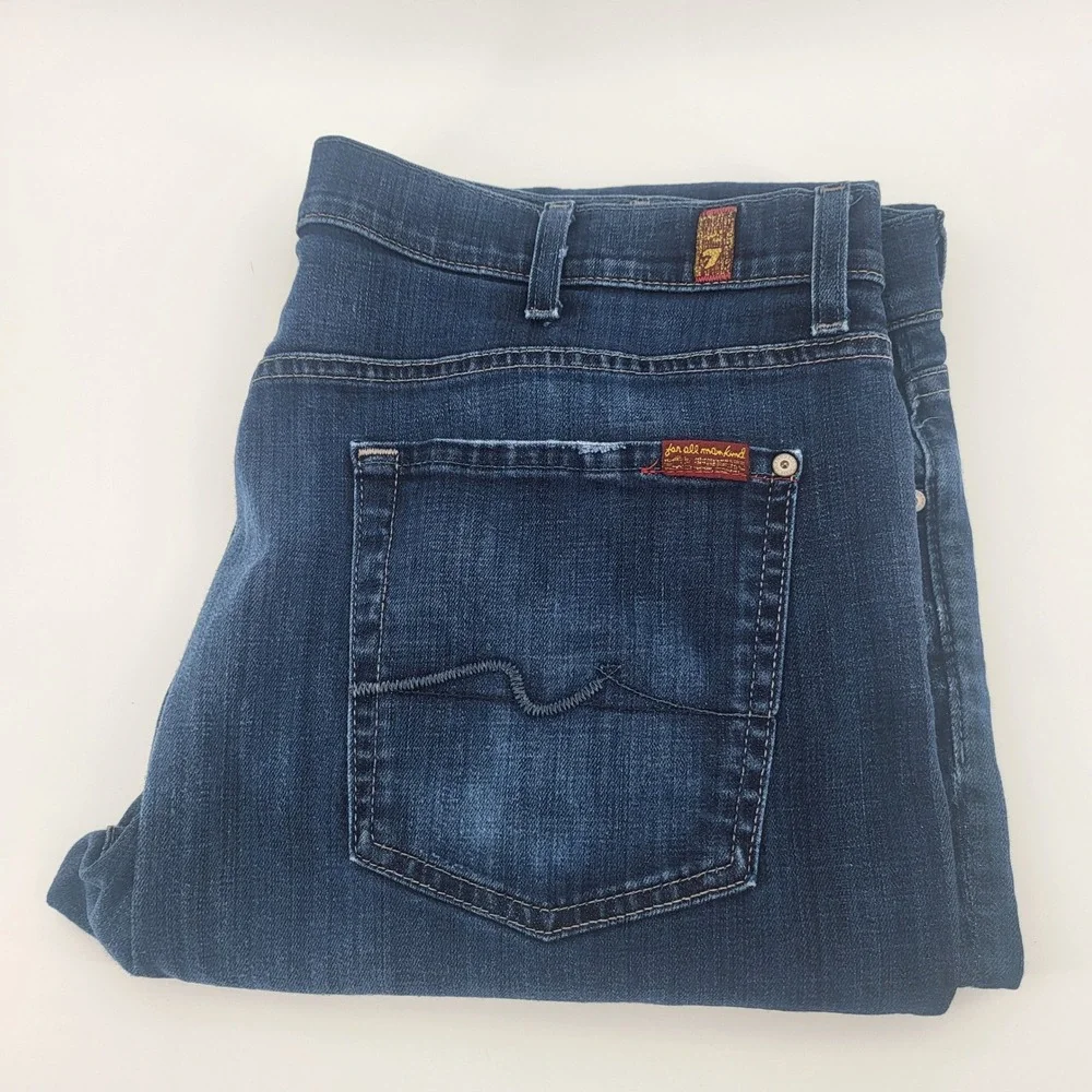 7 For All Mankind Austyn Relaxed Straight Leg Dark Wash Jeans mens 40 X26 Hemmed